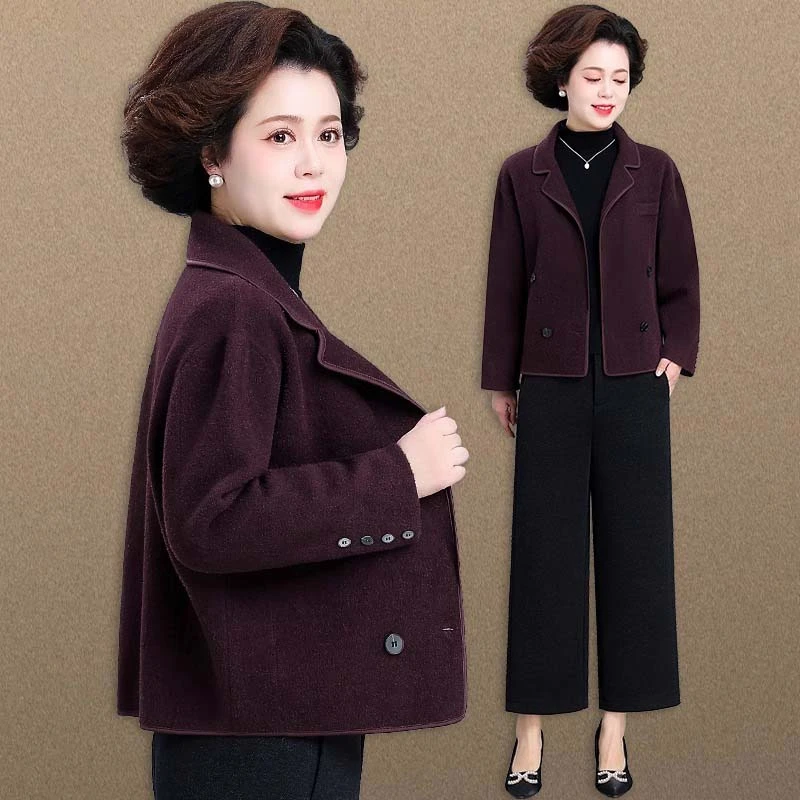 小个子妈妈春装小西装外套短款2025新款中年女士休闲针织上衣春秋