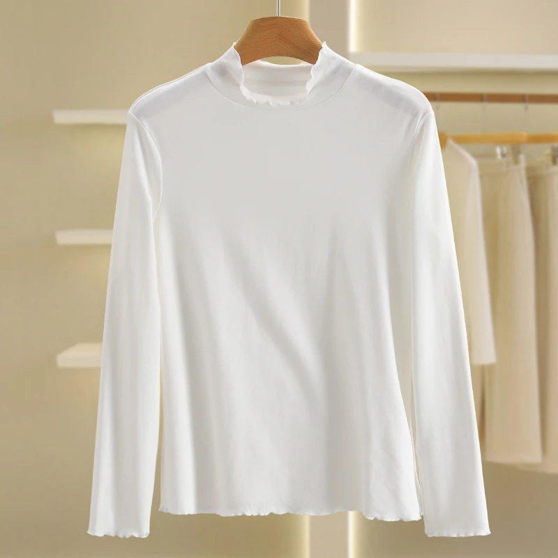 【伍莎-自营】简约纯色修身高领百搭打底衫#VZ148S001