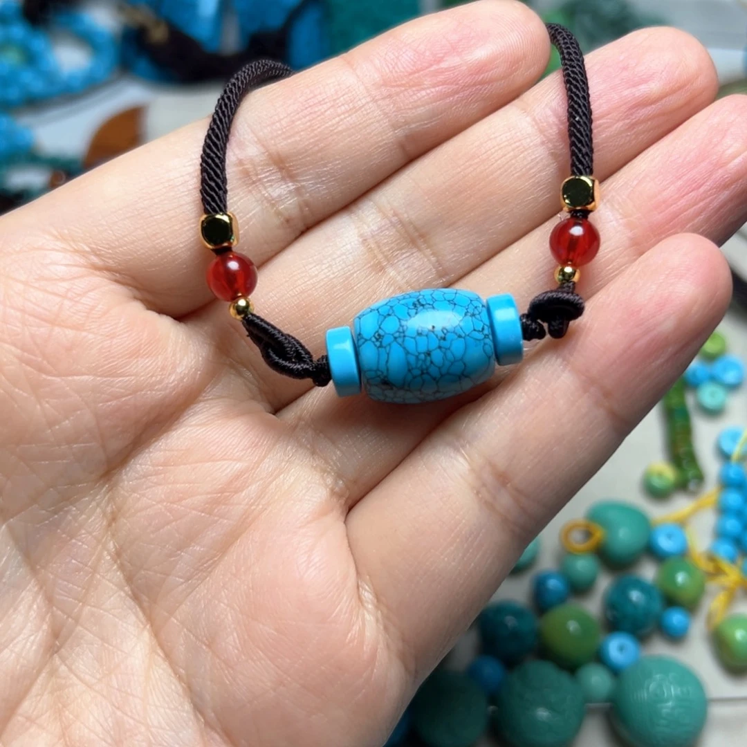 蓝花桶珠锁骨珠脖挂