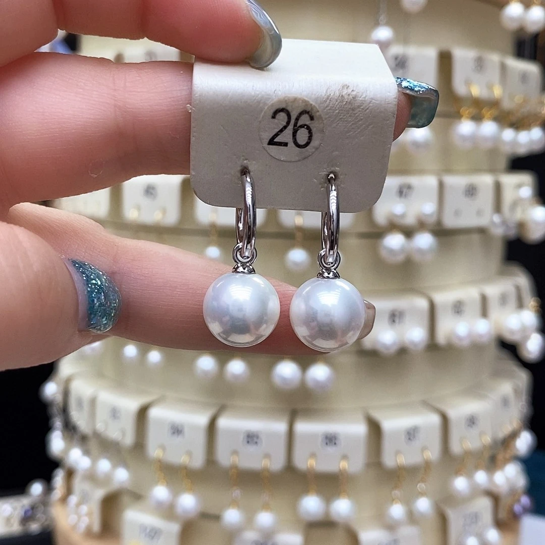 银S925镶嵌淡水珍珠耳饰