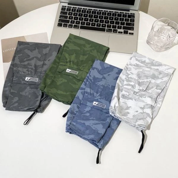 N.C耳羽男士夏季冰感运动户外透气防晒袖套迷彩军绿色防紫外线