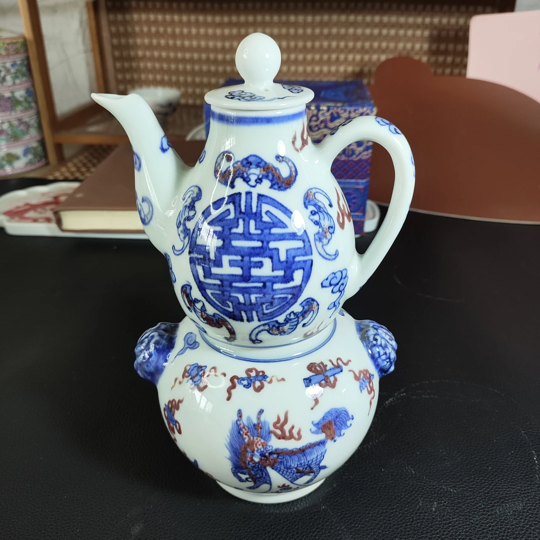 景德镇青花釉里红温酒壶纯手工手绘酒具