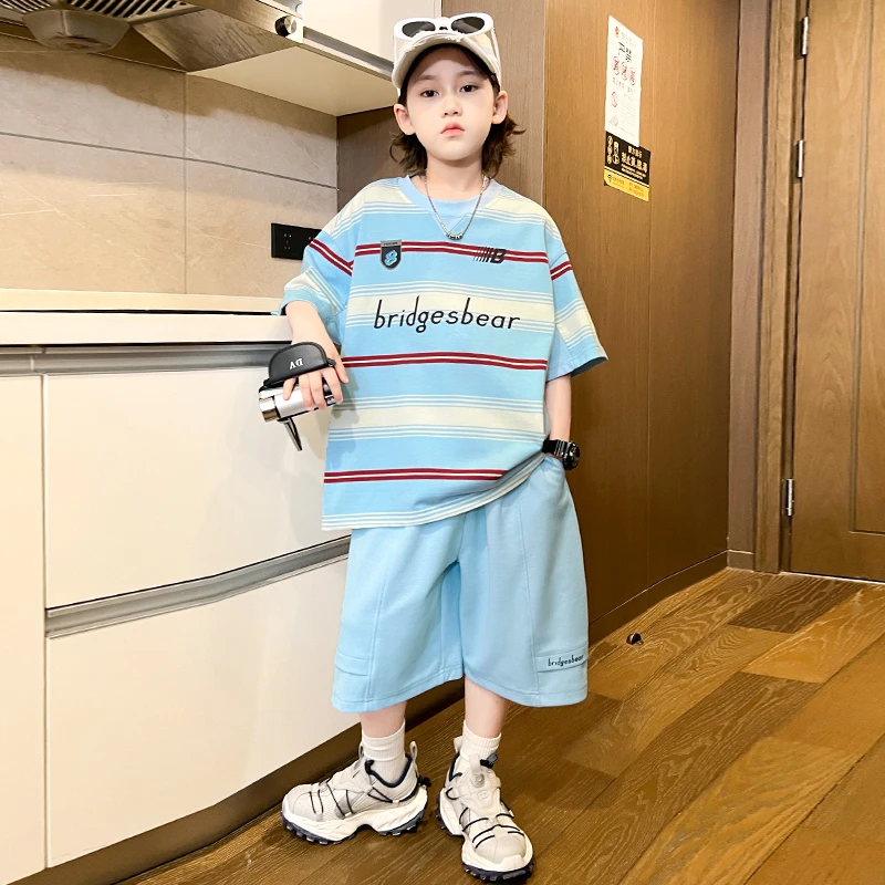 男童夏季套装2025新款夏装短袖中大儿童两件套潮【百纳】B5271-1