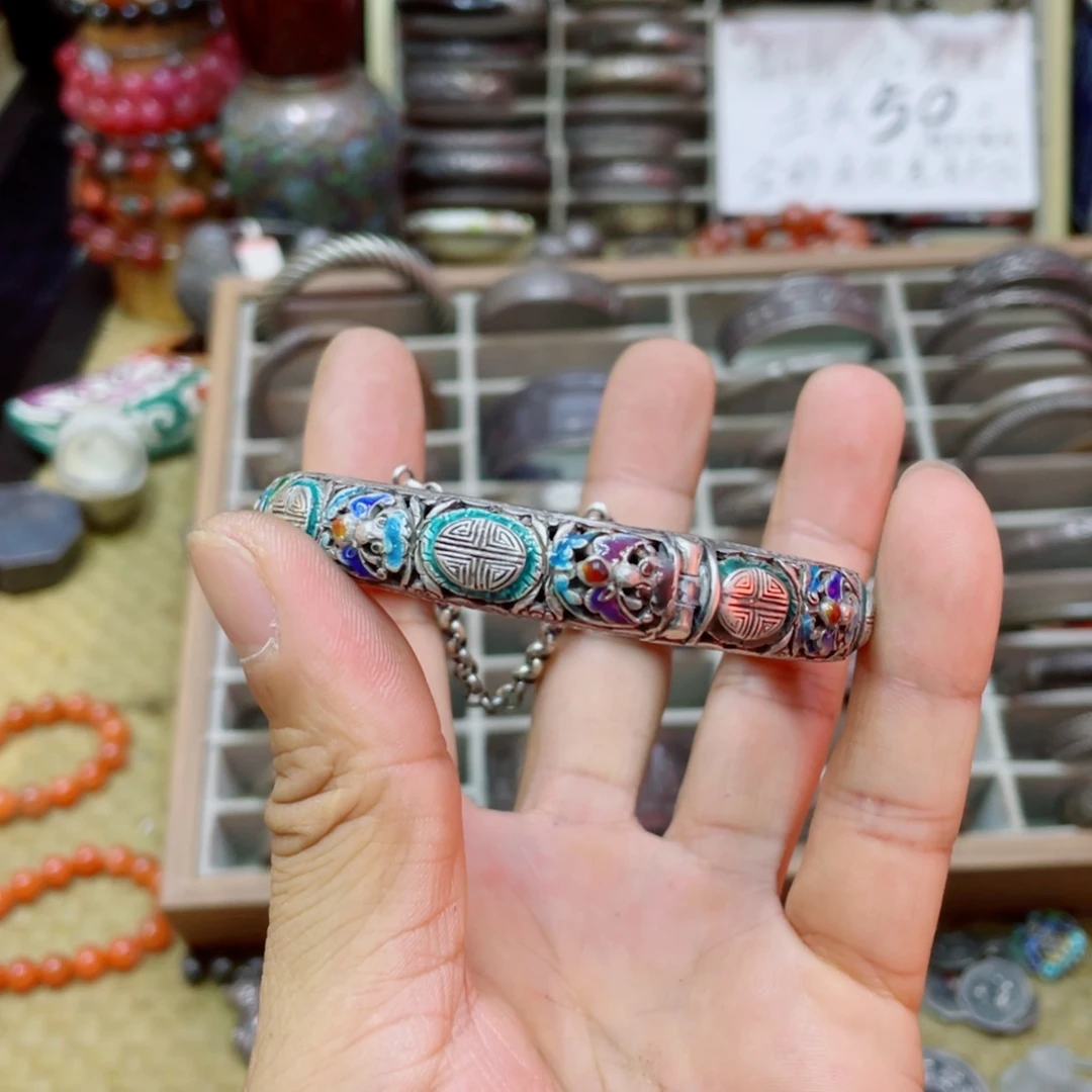 珐琅足银足银手镯项链