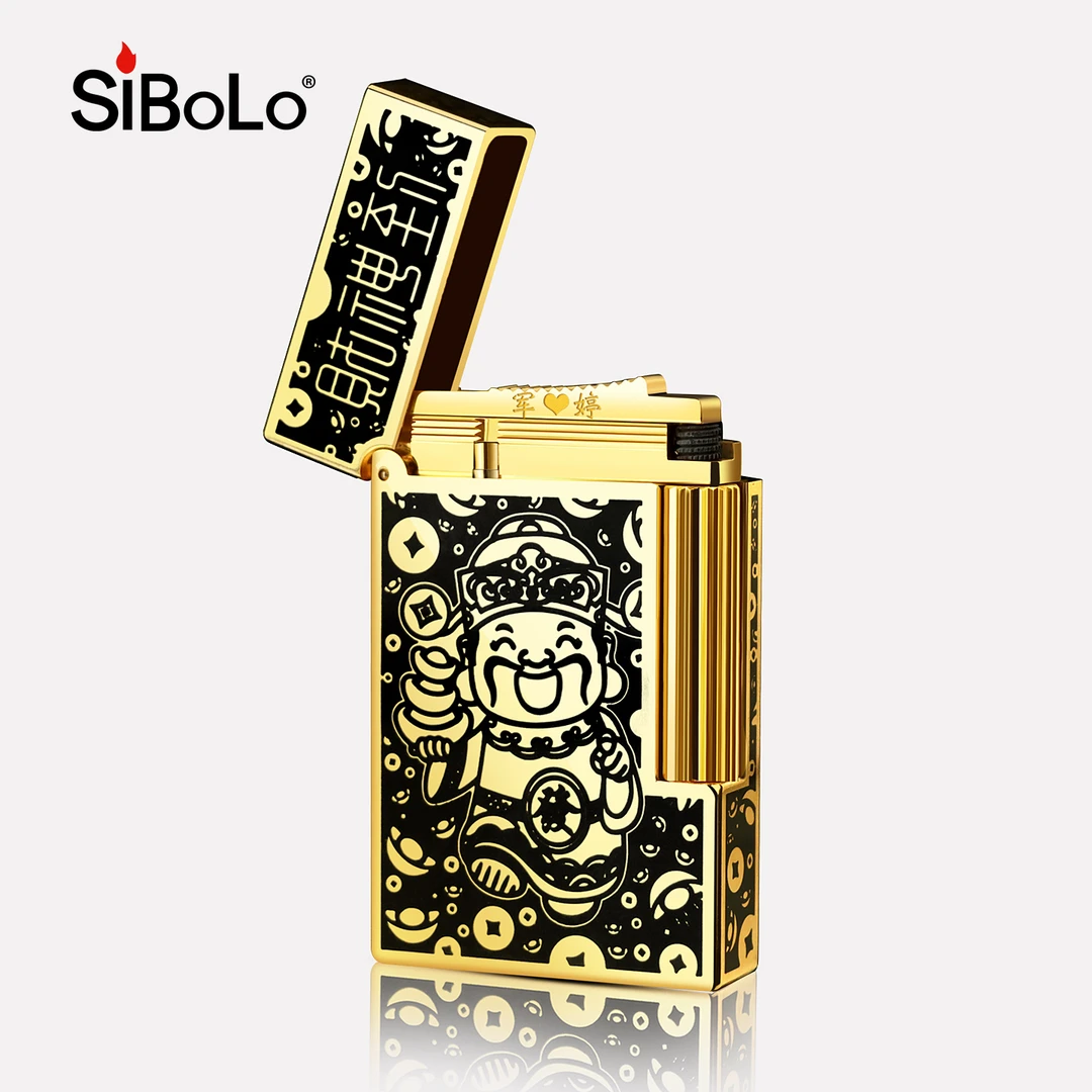 SiBoLo/仕保罗【财神到】轻奢纯铜朗声充气打火机创意设计商务男士