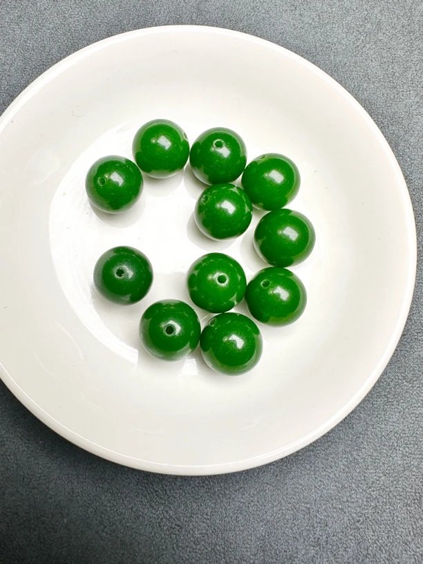 京鸿精选 卡8mm 2颗 满绿菠菜绿色手工定制 拍一发一