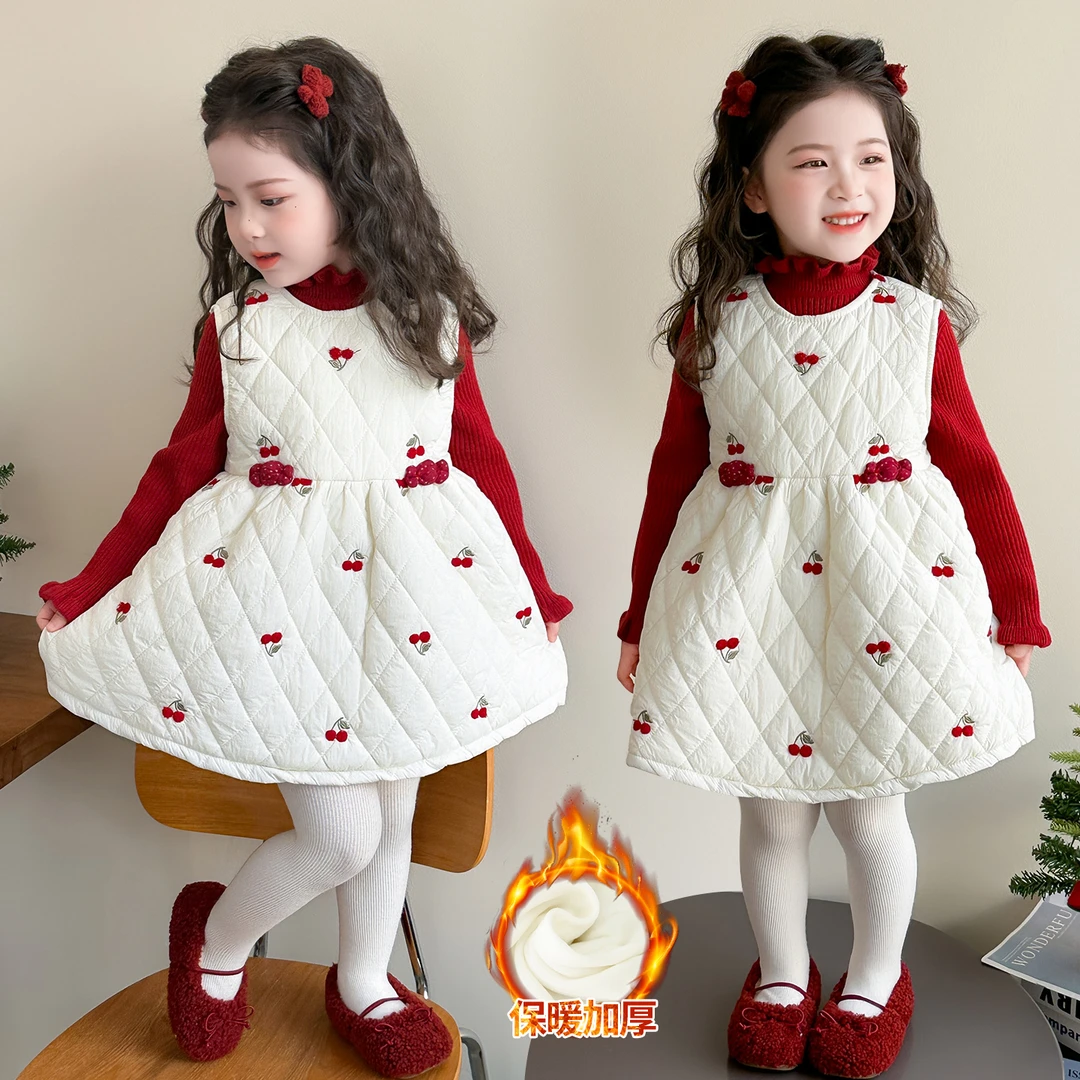 女童冬款公主裙套装2025新款女宝洋气炸街打底衫毛衣背心裙两件套