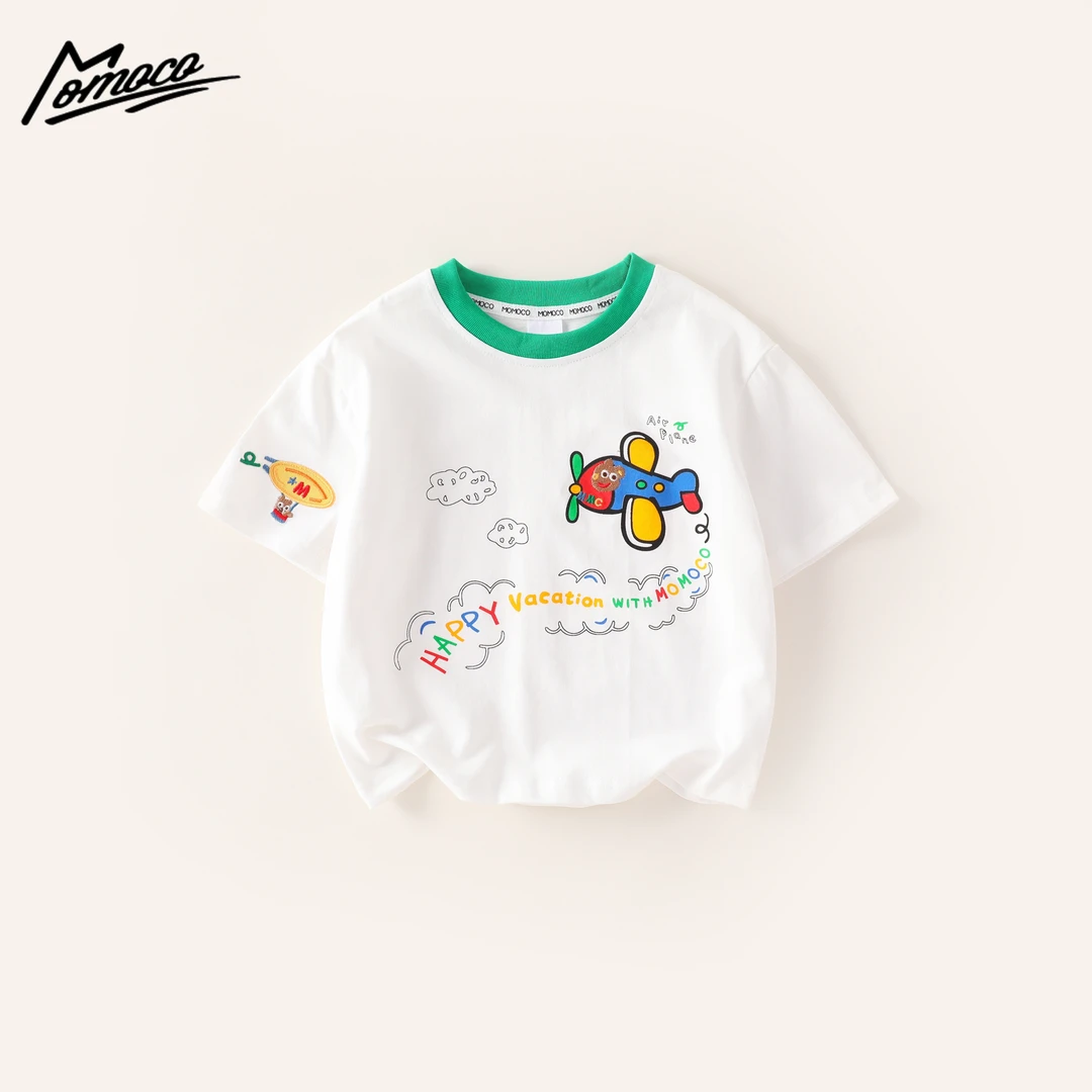 MOMOCO夏季新款男童童趣飞机百搭儿童洋气T恤77220235001