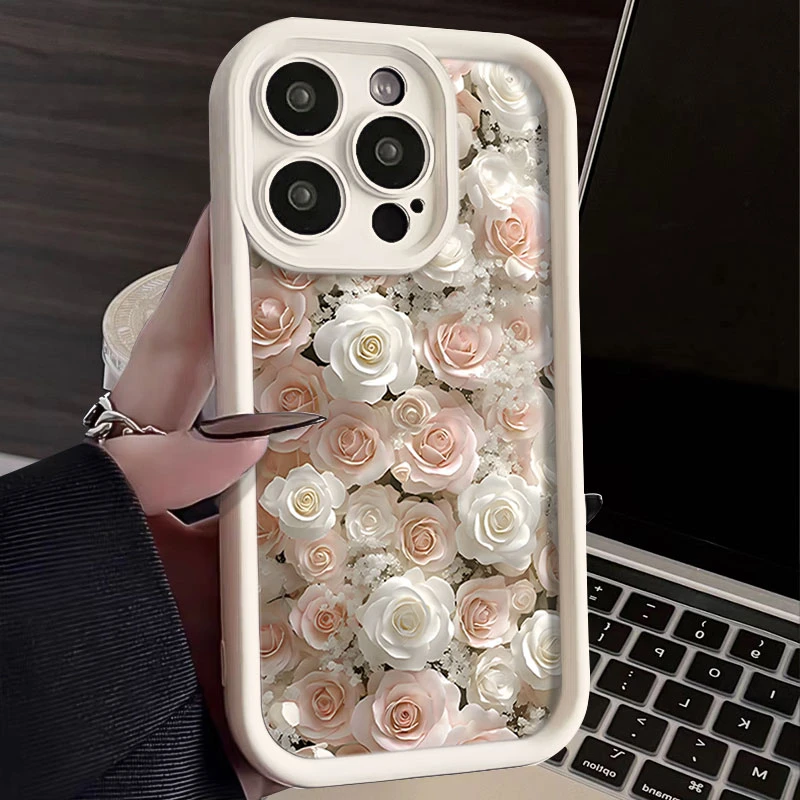 玫瑰满天星适用iphone16苹果手机壳15promax金刚砂14软13全包1211