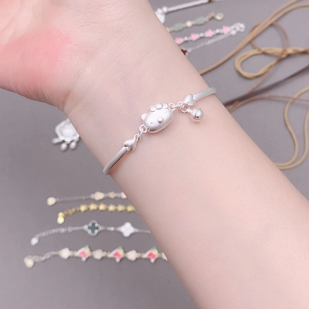 足银足银990半镯kit猫手链