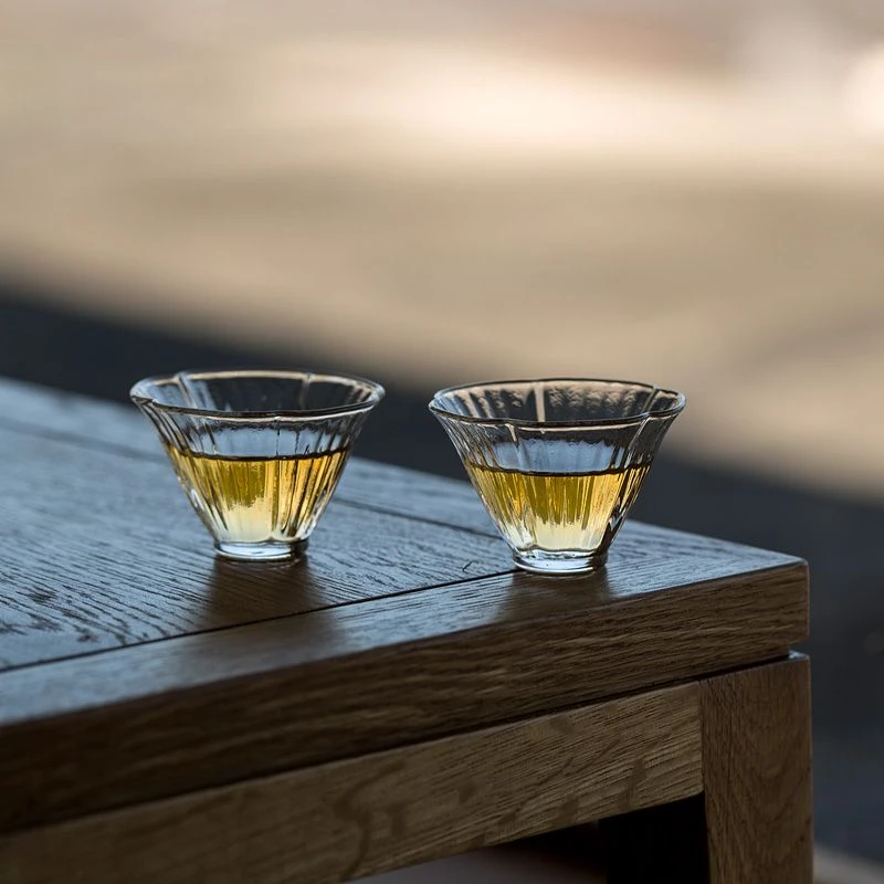 日式家用玻璃杯加厚耐热杯子品茗杯透明主人杯水杯茶杯品茶杯套装