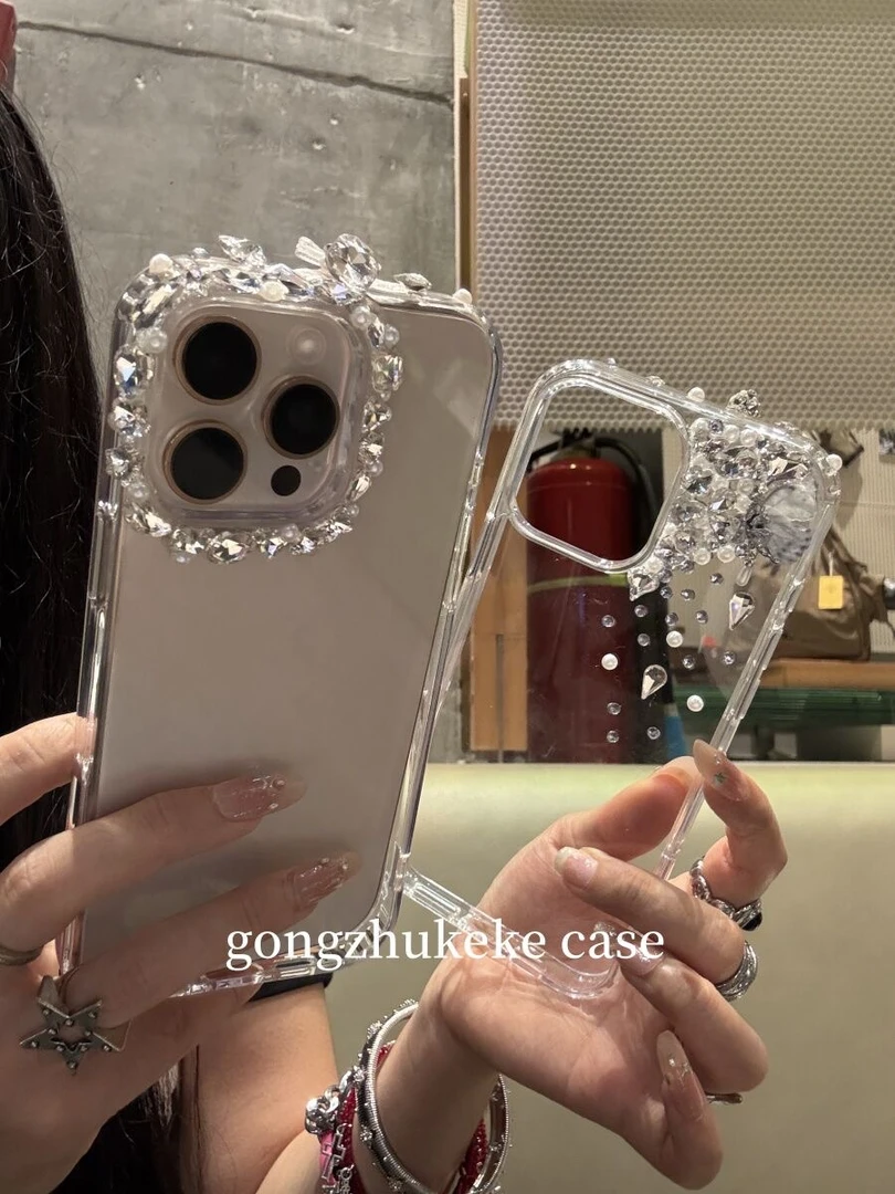 高级感ins轻奢镜头框立体闪钻适用于iPhone17Promax手机壳苹果16