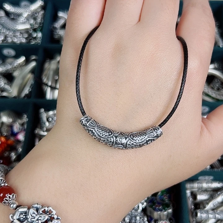 吊坠足银无足银999鱼弯管