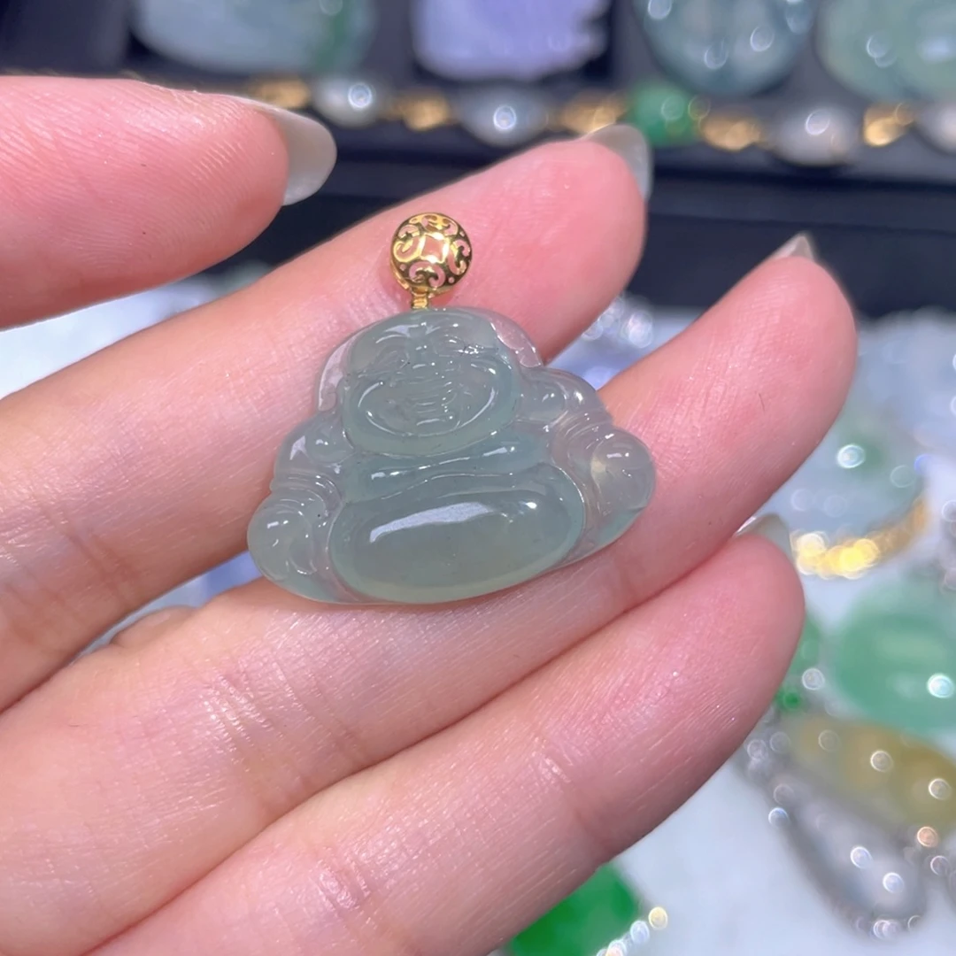 颈饰18K金镶嵌翡翠翡翠