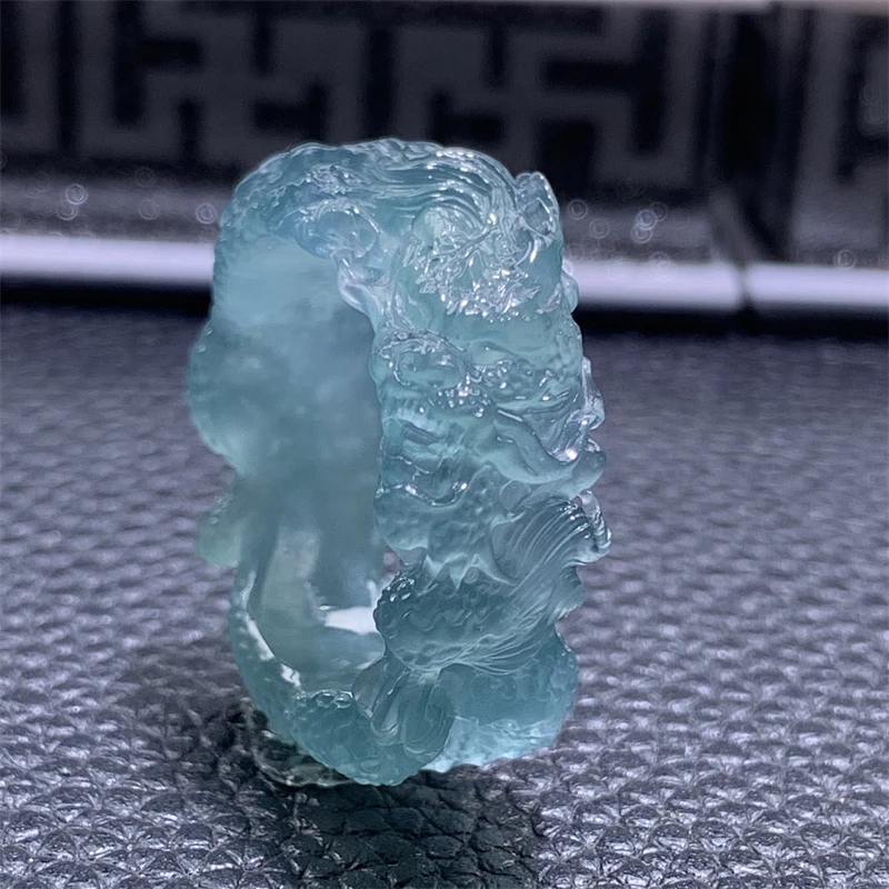 天然翡翠A货国潮风冰晴底龙戒指个性精雕工戒圈指环多样性发其一