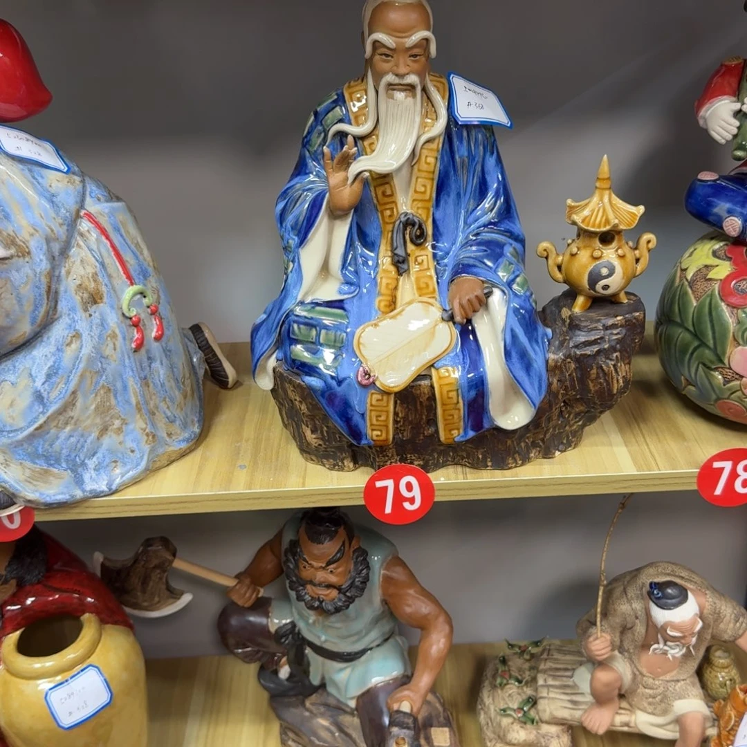 三***福石湾窑陶瓷摆件二件