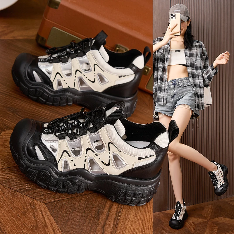 【茹姐专享】厚底增高10CM休闲鞋女2025夏季百搭跑步运动鞋 9310