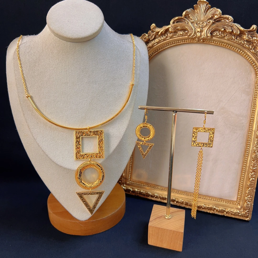 铜合金项链 哈尼西牧时尚华丽两件套#0008785