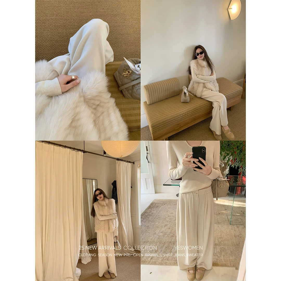 YESWOMEN【DA】高智西装裤·仿羊毛系带西装裤显瘦阔腿裤XY2359C2274