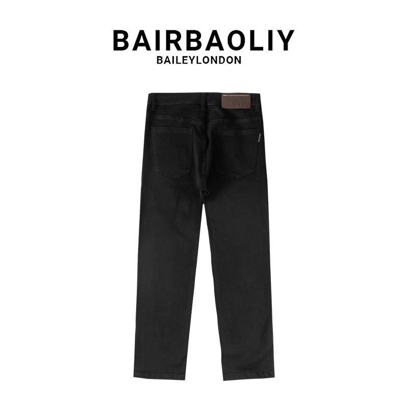 BAIRBAOLIY高端直筒牛仔裤男士2025春季新款轻奢黑色水洗男装裤子