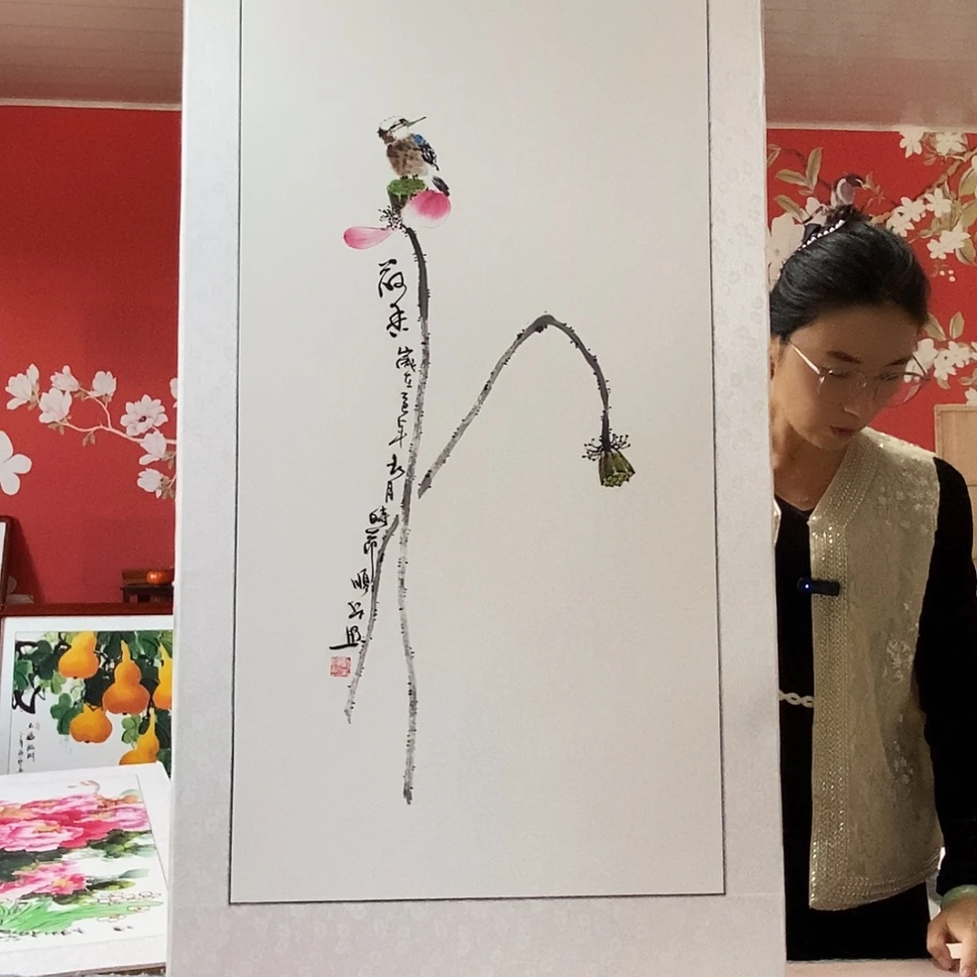 国画手写手绘带框包邮国画作品62✖️122
