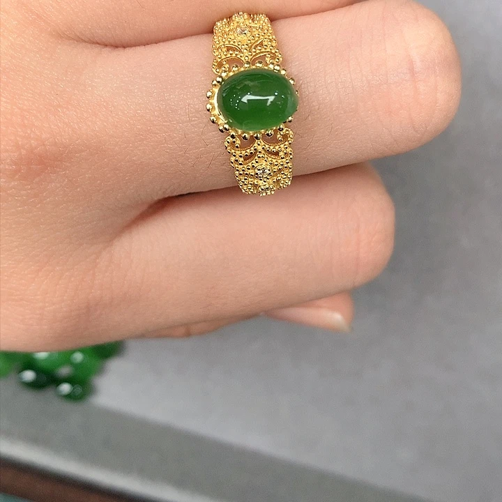 和田玉（碧玉）手链银S925镀金镶嵌