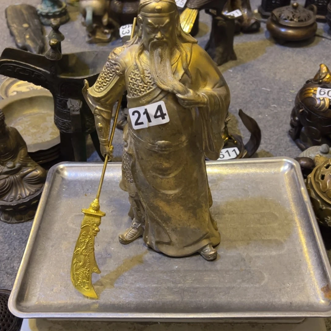 勇***仁黄铜摆件，文房摆件