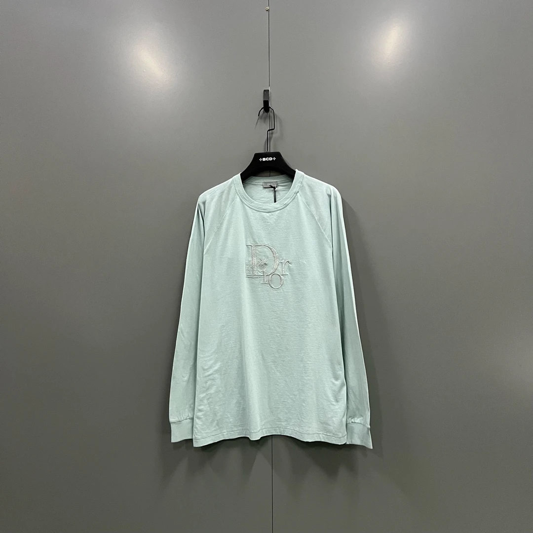 未使用 DIOR/迪奥 yy 薄荷绿logo字母刺绣长袖 015947