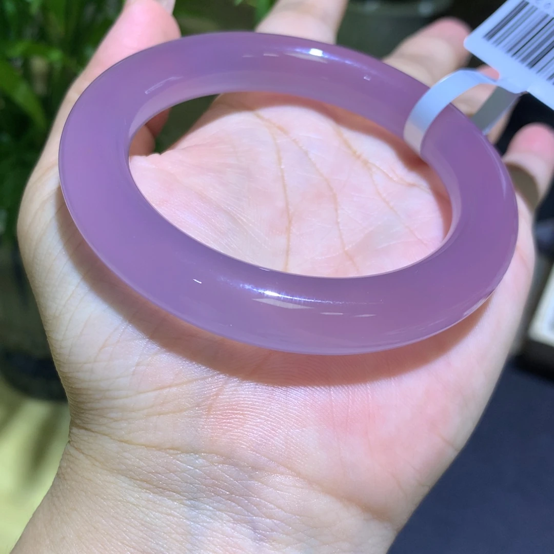 玛瑙/玉髓未镶嵌手镯莫奈紫圆条