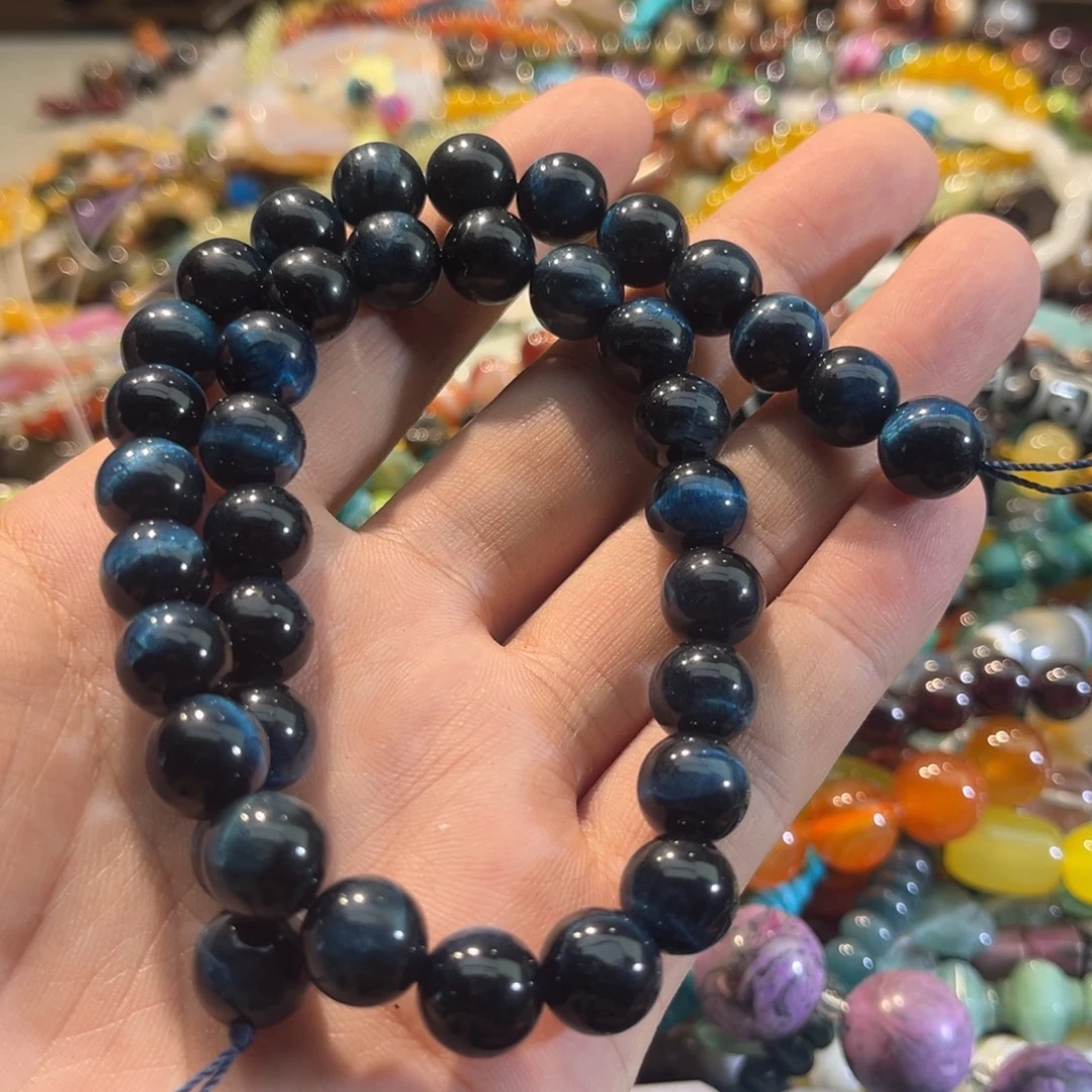 合金玛瑙/玉髓珠宝半成品蓝虎眼一条10mm