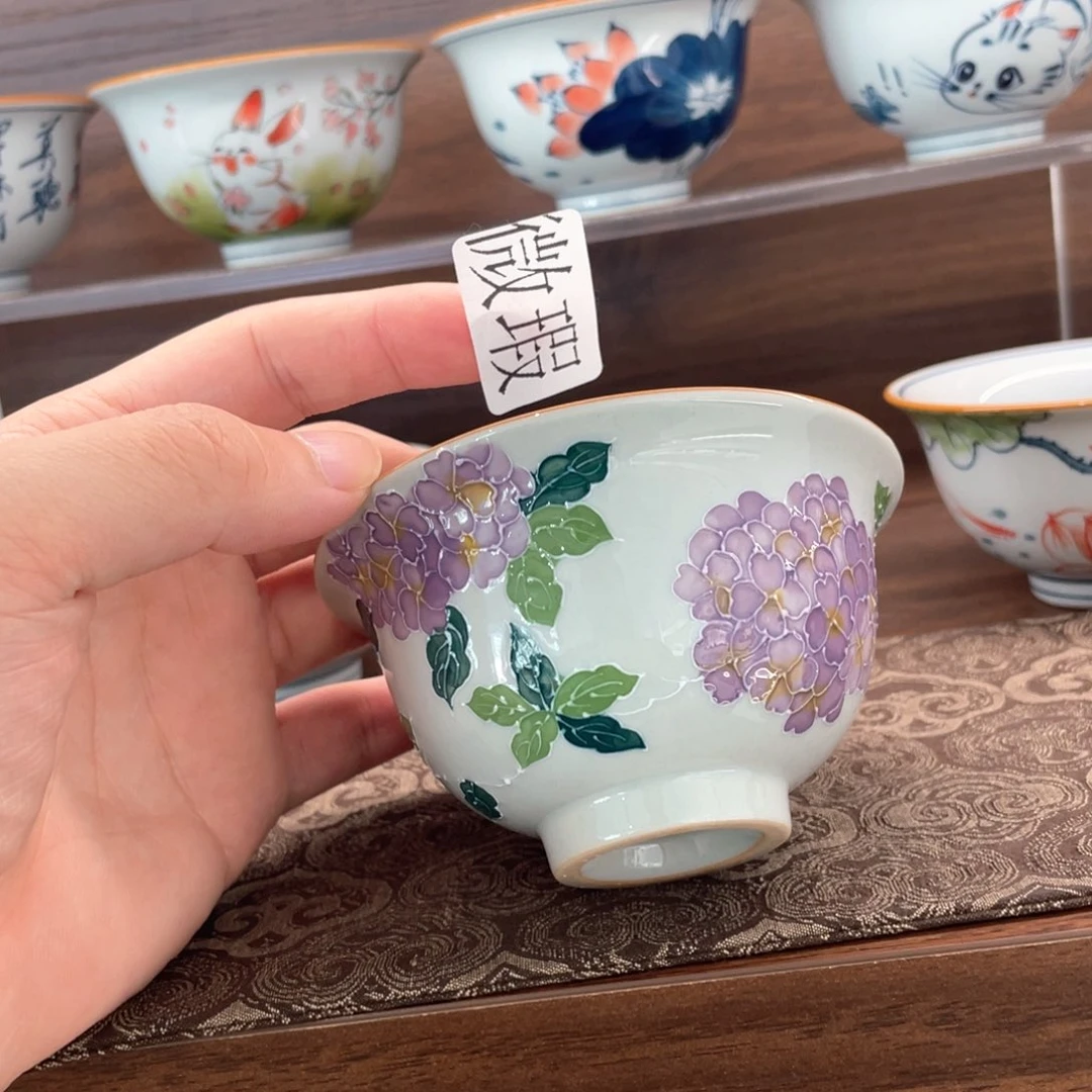 釉下手绘茶具微瑕