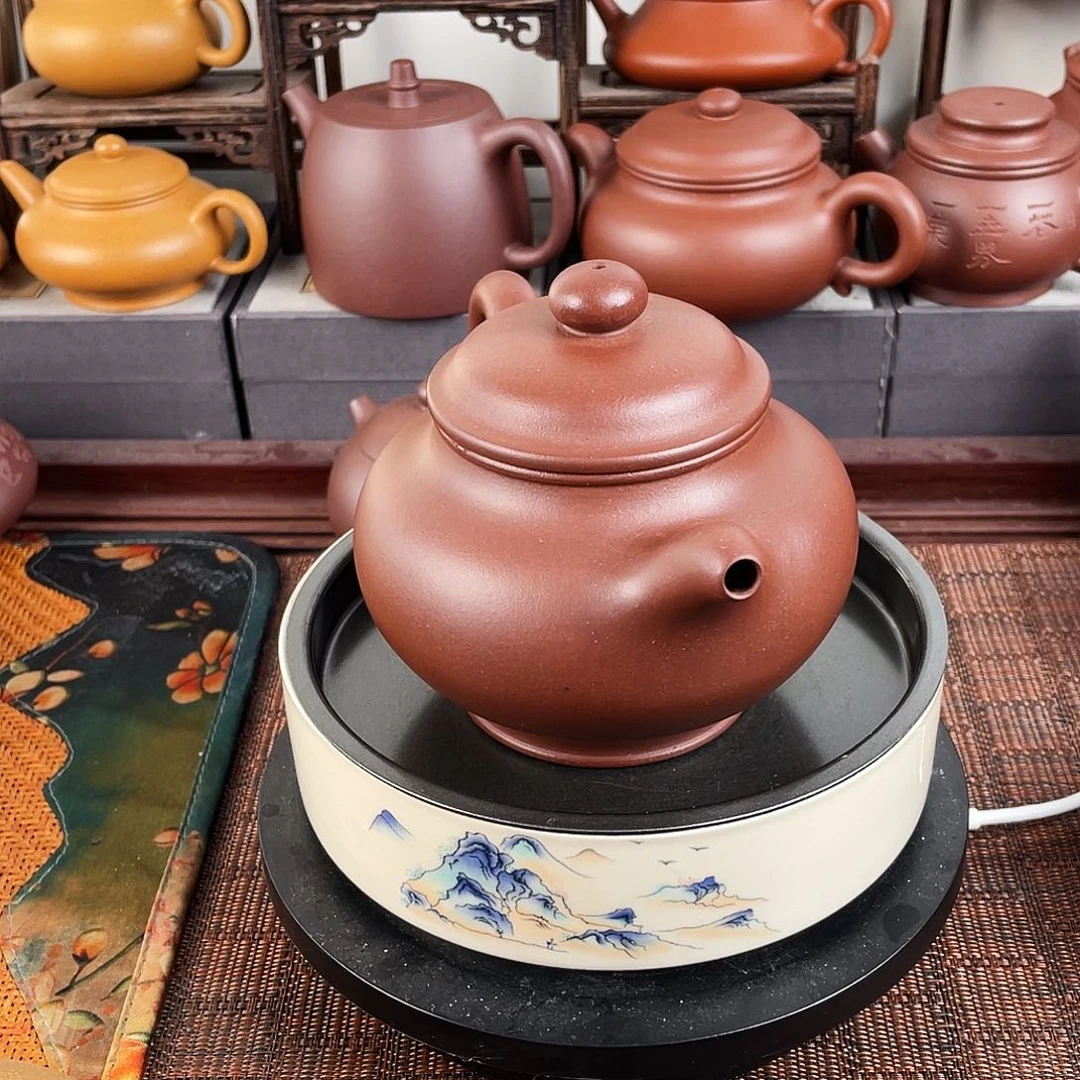 新***月茶壶紫砂全手掇只紫泥111111