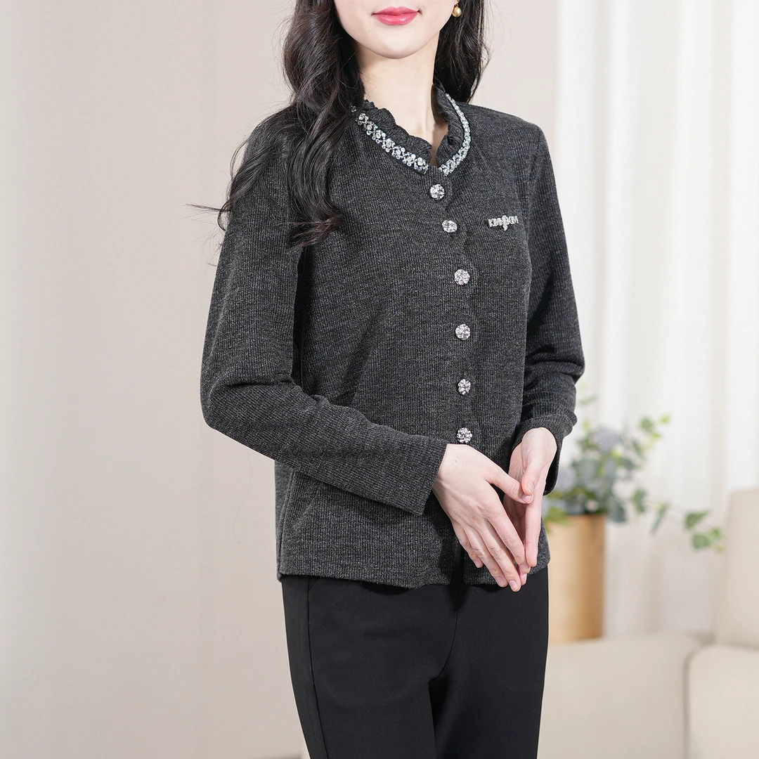 【春季上新】潮流时尚设计感重工烫钻百搭显瘦气质小衫CC5325衣长57