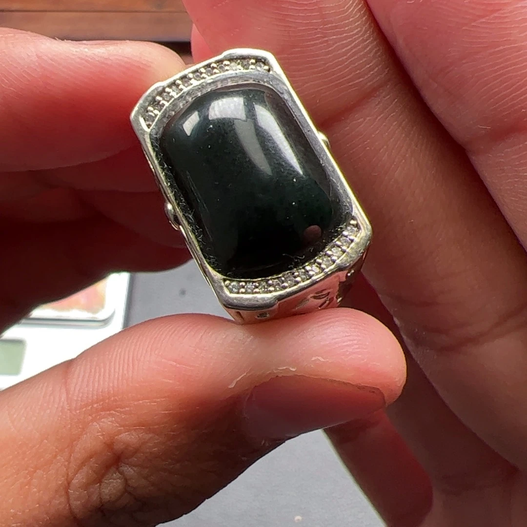 和田玉挂件银S925镶嵌