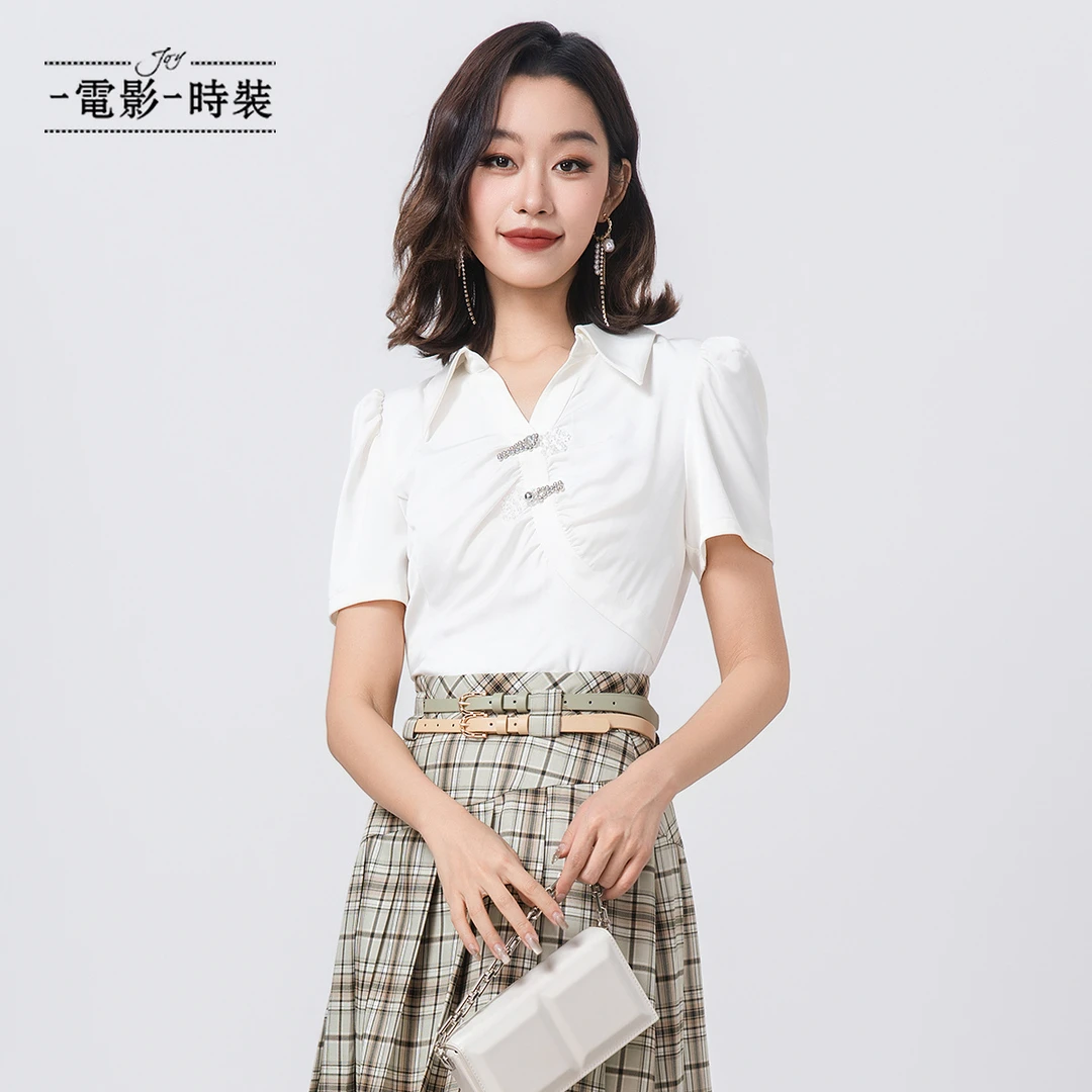 【蜜思仝】一电影一时装新中式短袖梭织衫上衣气质百搭FFLS122311