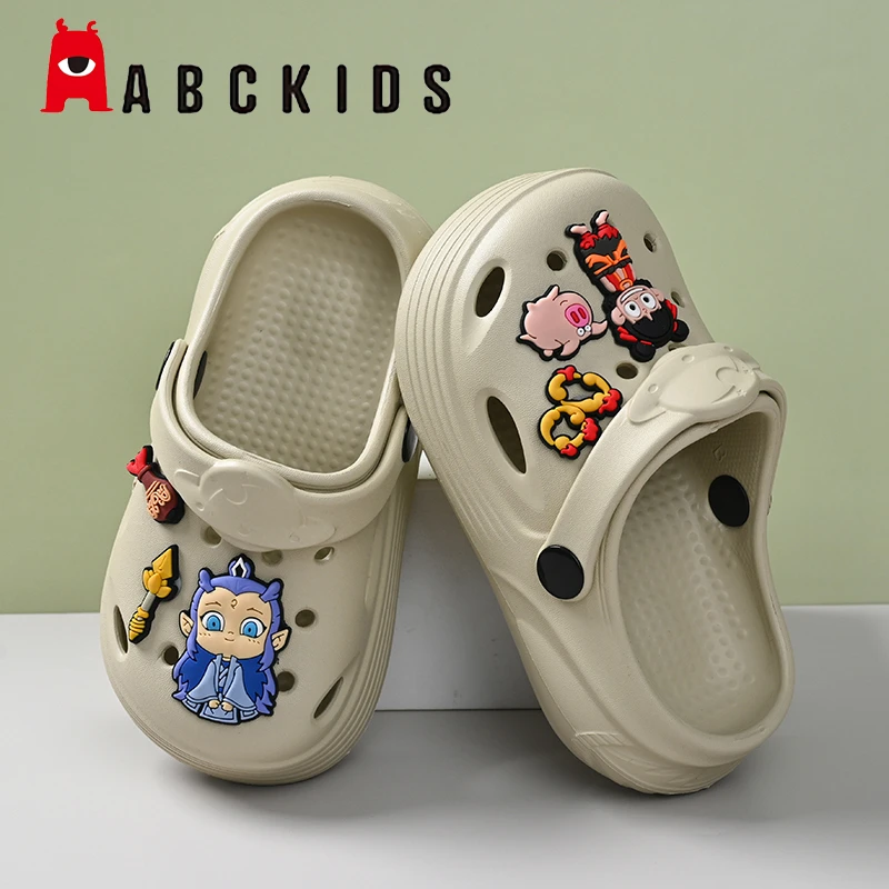 Abckids男童拖鞋夏季洞洞鞋防滑外穿儿童男孩透气时尚沙滩凉拖鞋