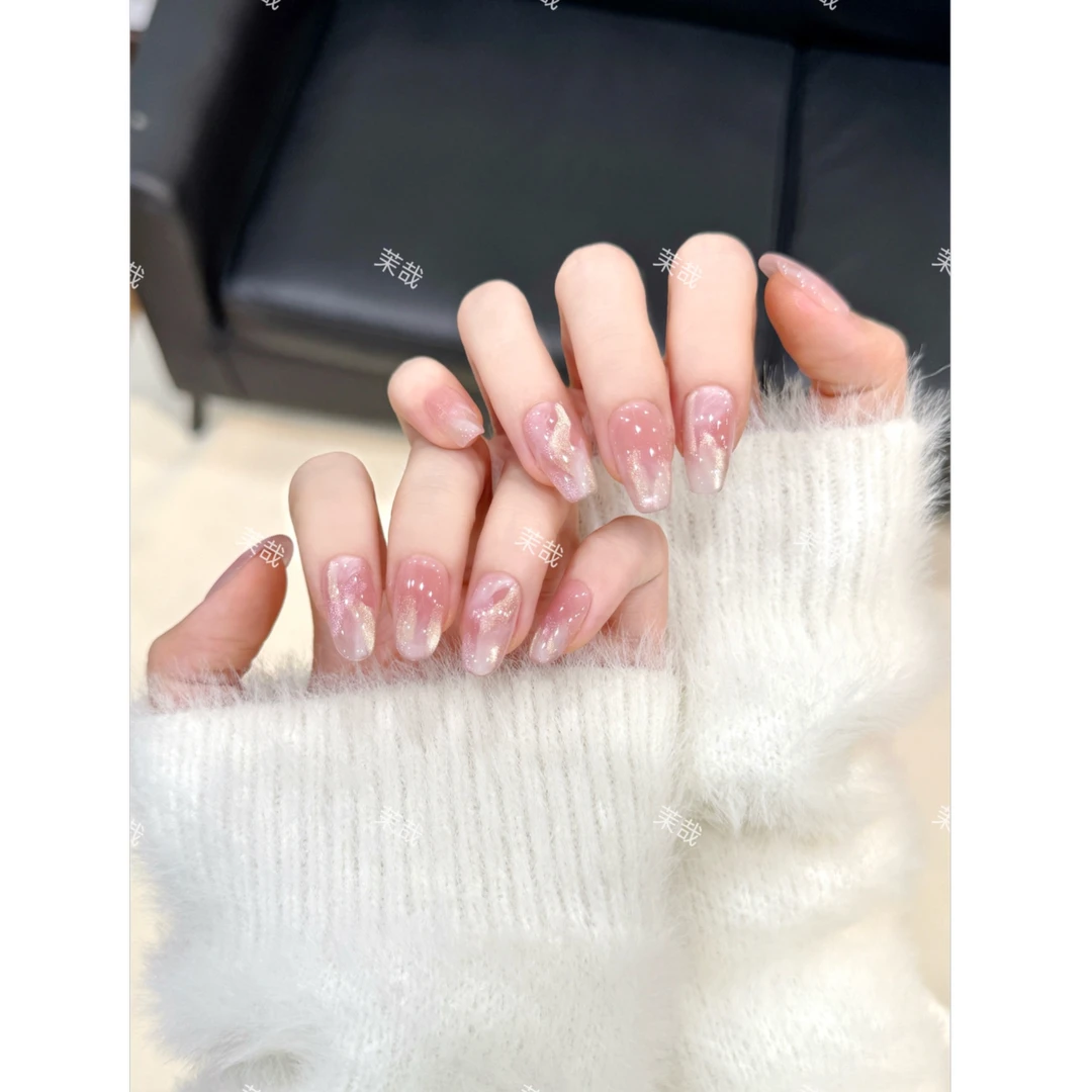 茉哉现货皮皮【炊烟袅袅】纯手工定制美甲拆卸穿戴甲A4769