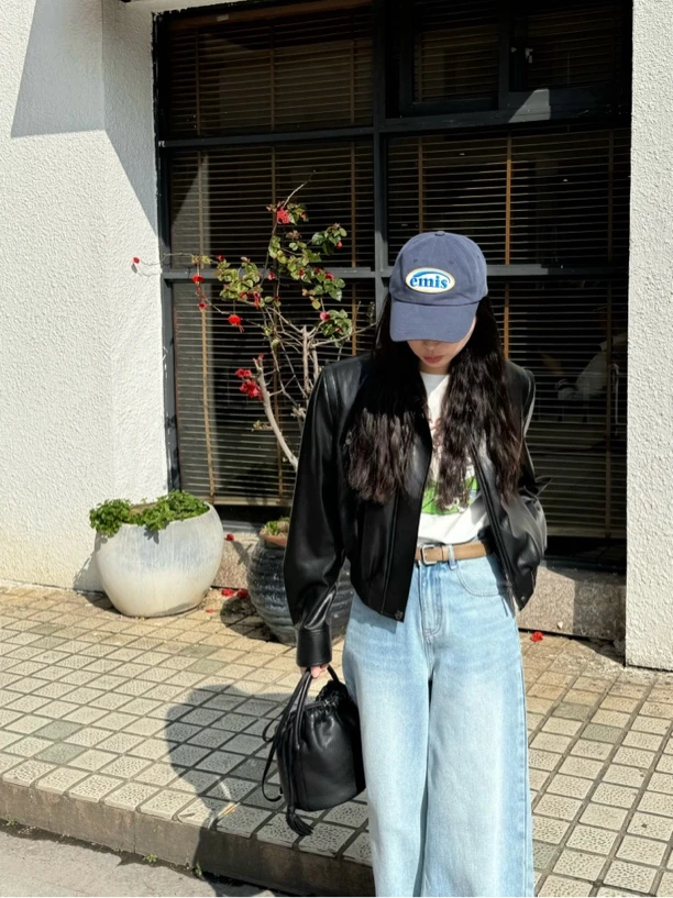 韩系复古风皮衣女