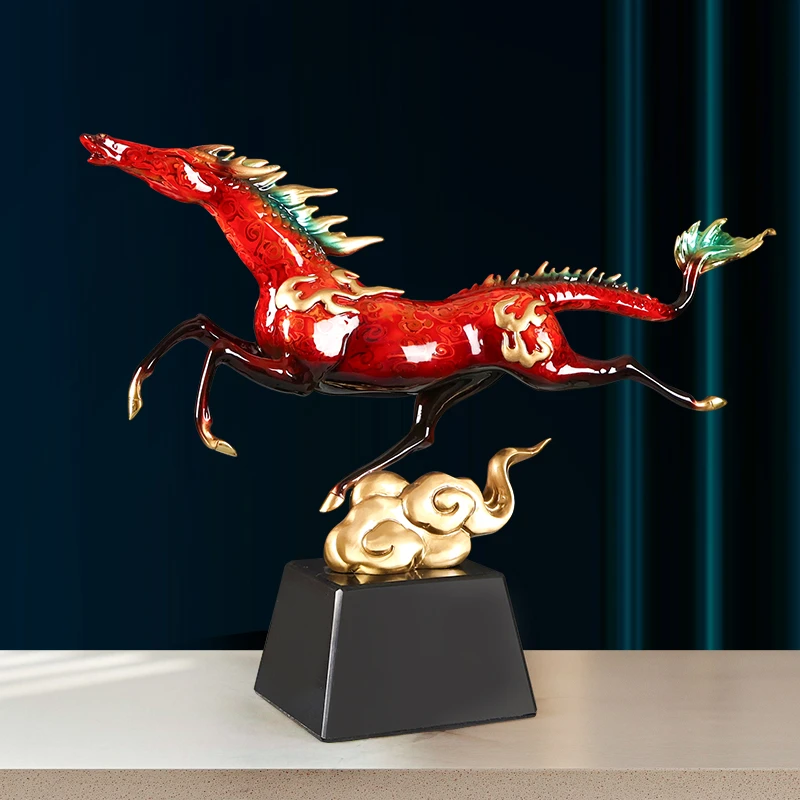 黄铜龙马精神摆件家居玄关酒柜办公室桌面装饰品乔迁开业祝福礼物