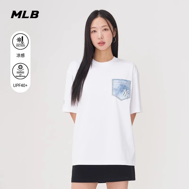 MLB男女凉感欧若风防晒复古百搭老花运动短袖25春季新款3ATSM0753