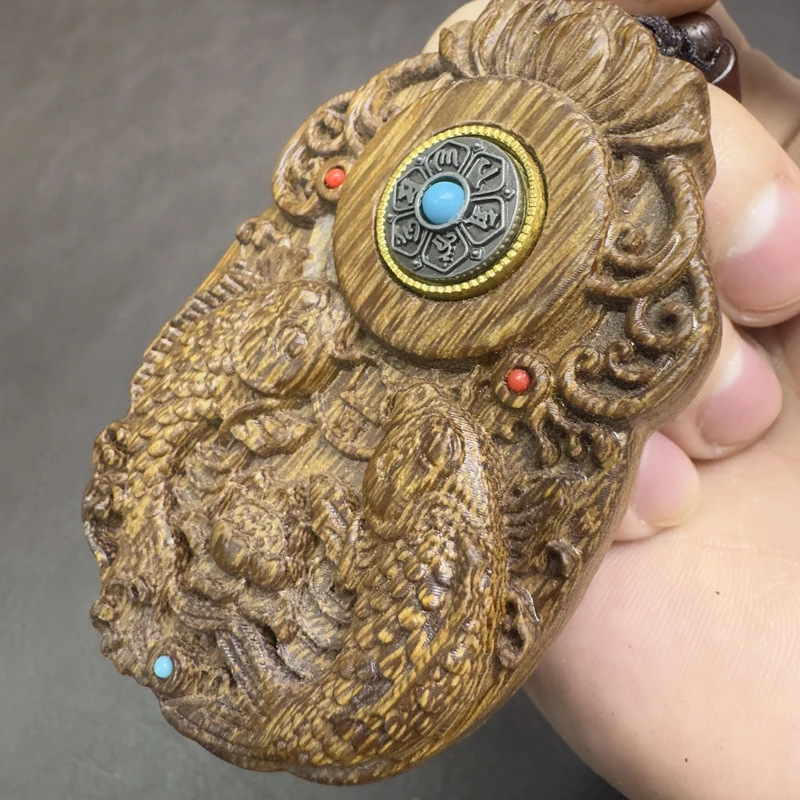 增香沉香木白旗【吉庆有余】无礼盒高货吊坠多样性发其一