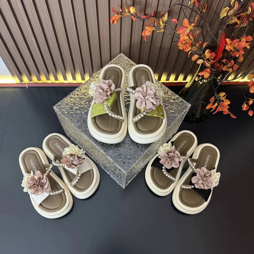 绝美法式厚底拖鞋女夏季时尚2025小香风新款高级感外出防滑鞋4CM