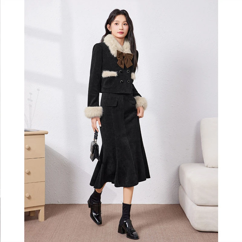 洋气热力感套装裙子秋冬季新款法式名媛气质百搭针织上下套裙