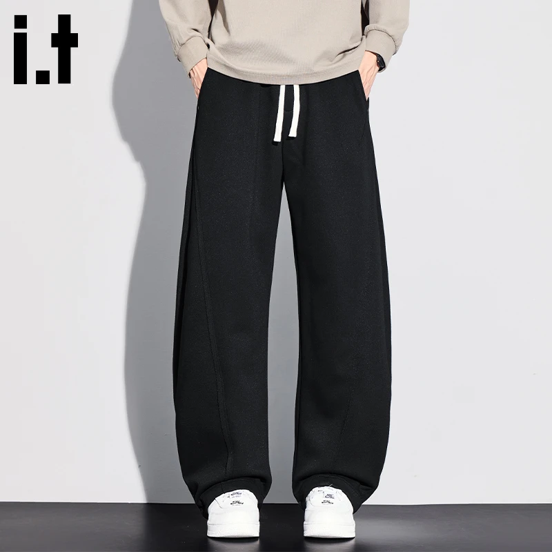i.t:CHOCOOLATE弯刀休闲裤男士秋冬新款宽松潮流百搭阔腿工装裤子