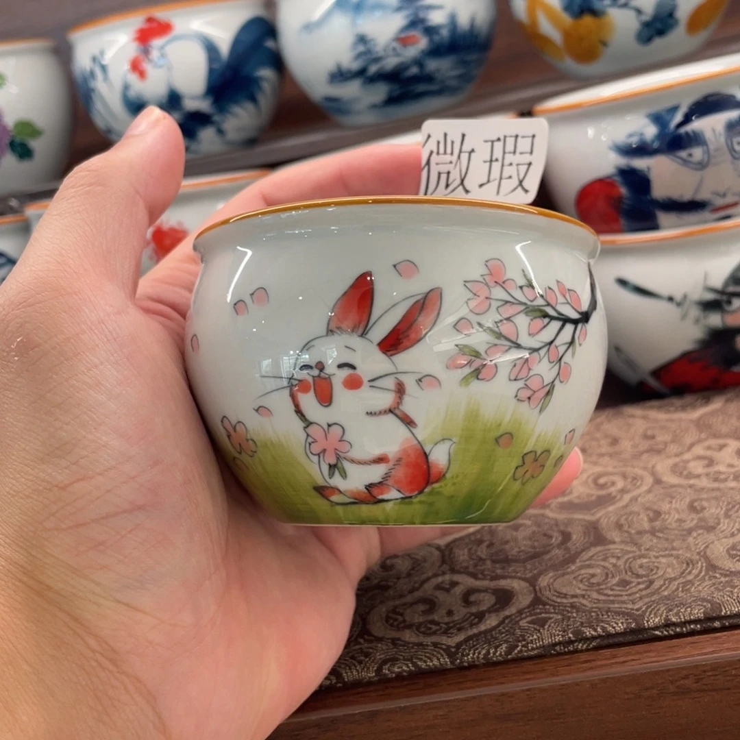 釉下手绘茶具微瑕