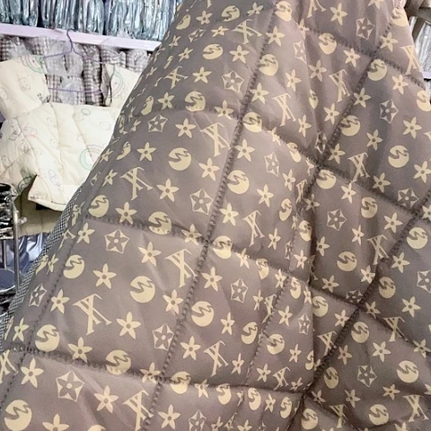 灰色黄花中厚格子布内衬样品