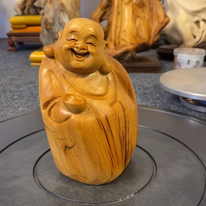 柏木（崖柏）崖柏弥勒佛摆件根雕工艺品