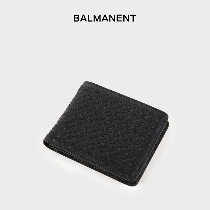 短款撞色编织钱包男真皮新款时尚休闲钱夹软头层牛皮个性皮夹子潮