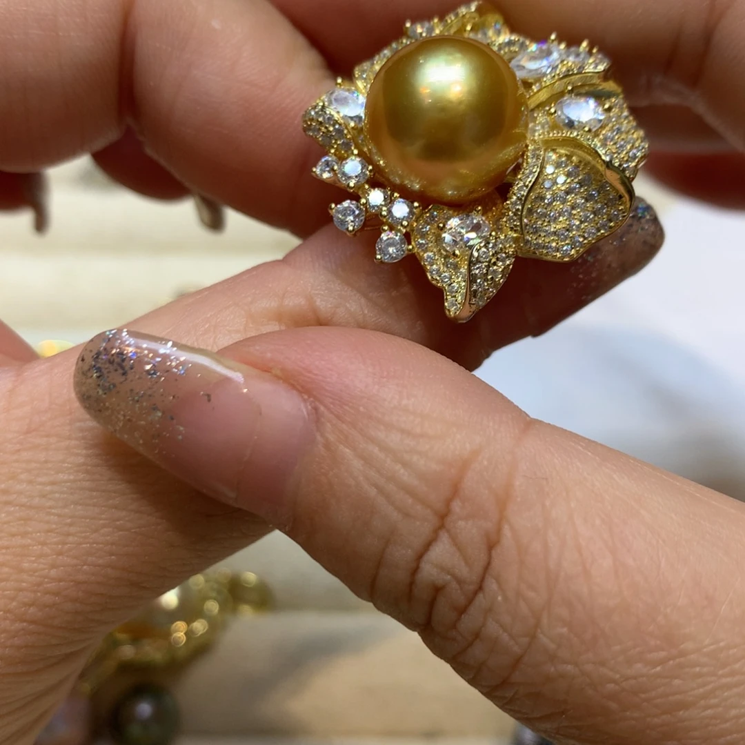 海水珍珠戒指银S925镶嵌