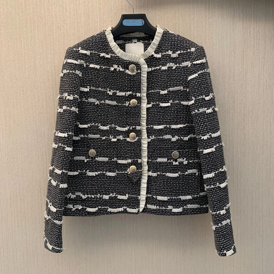 syna希娜 立体花朵白色花边小香外套